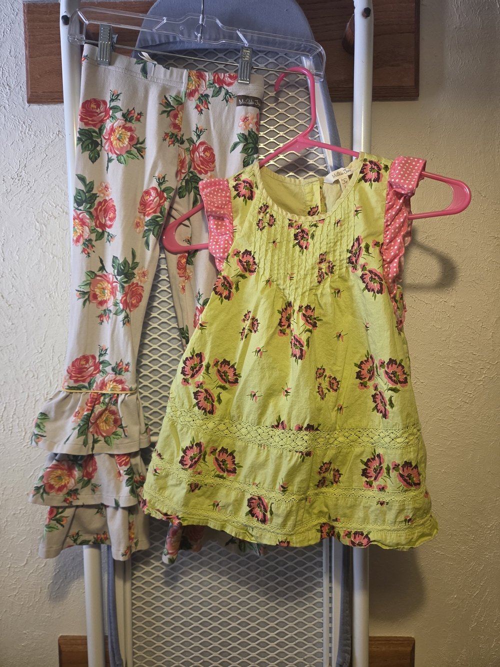 Matilda Jane Girls Floral Lime Green and Cream Matching Set